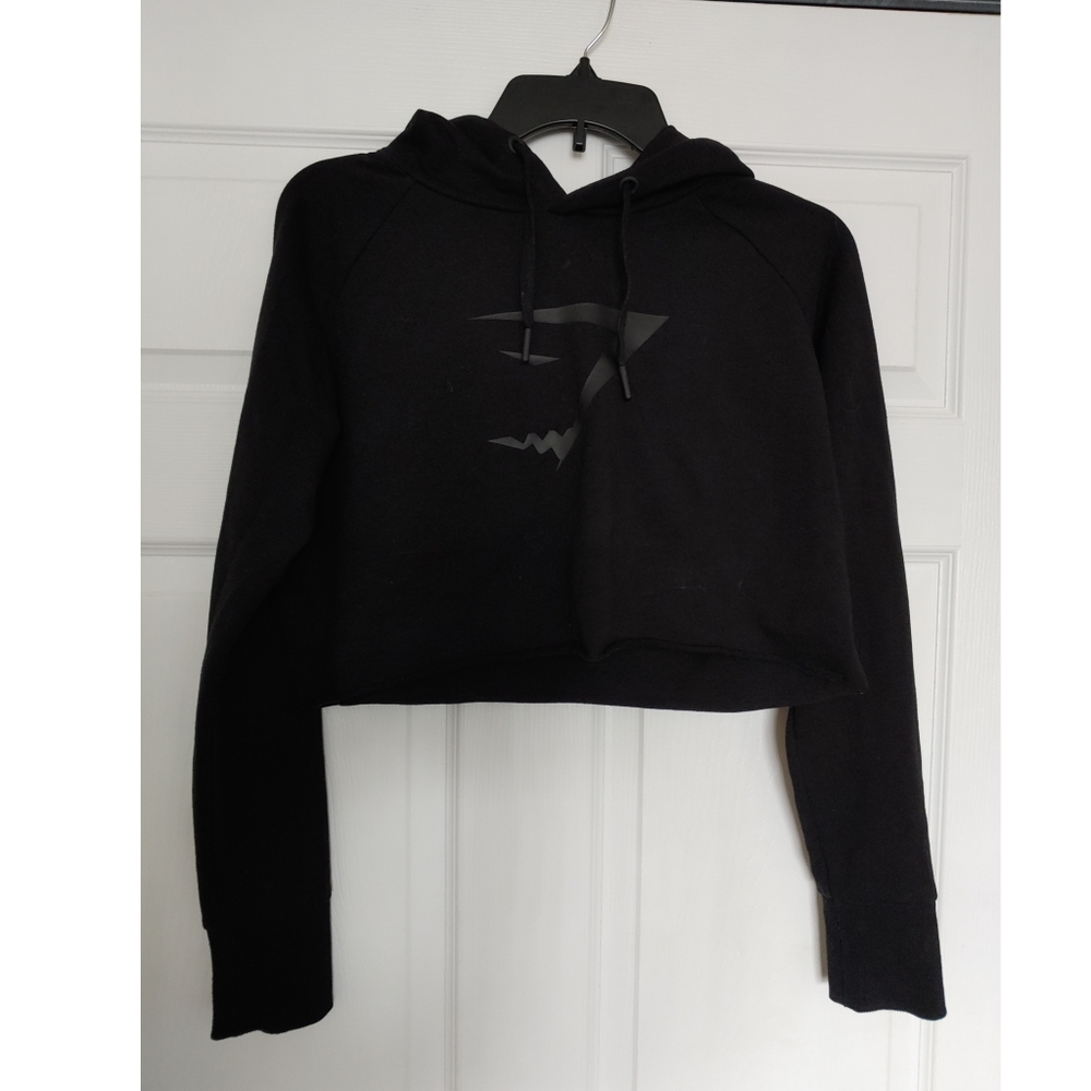 Gymshark Cropped Black on Black Hoodie